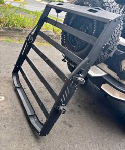 Heavy-duty, expedition-style roof rack designed for a Jeep Wrangler.